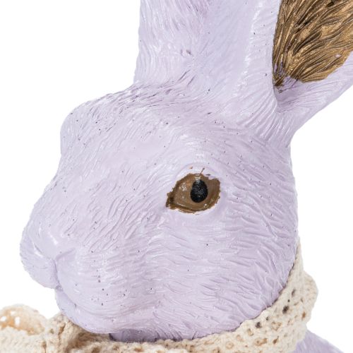 Article Figurine décorative de lapin de Pâques avec nœud pour une décoration de Pâques élégante à la maison, 27 cm