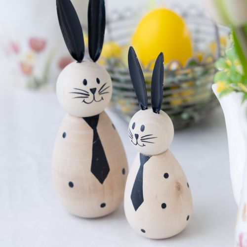 Article Lapin décoratif au design simple, idéal pour égayer votre salon au printemps, 12 cm, lot de 2.