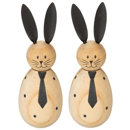 Article Figurine décorative de lapin en bois, idéale pour une décoration apaisante et intemporelle, 15 cm, lot de 2