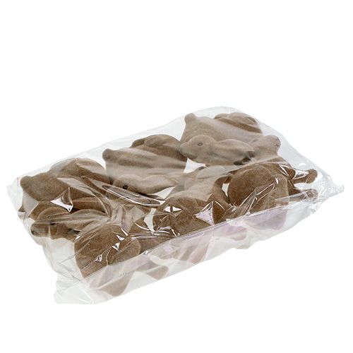 Article Lapin floqué marron 11cm, 13,5cm 6 pcs