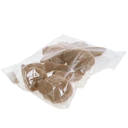 Floristik24 Lapin floqué marron 15.5cm 4pcs