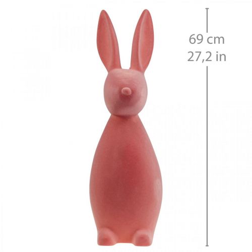 Floristik24 Lapin de Pâques décoratif – 2e choix – Floqué orange abricot H69 cm