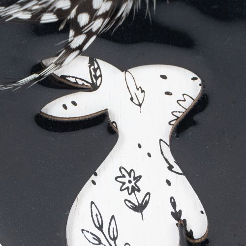 Article Œufs de Pâques en bois à suspendre, blancs et noirs, 10 cm, lot de 6