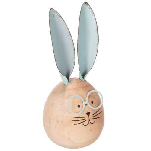 Article Figurines décoratives de lapins en bois avec visages pour une touche ludique sur les tables et les étagères, 14 cm, lot de 3