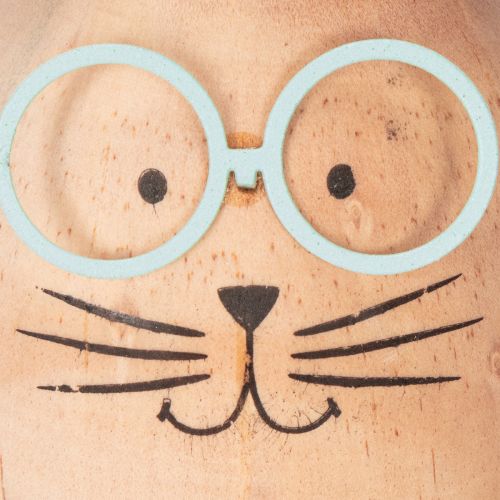 Article Figurines décoratives de lapins en bois avec visages pour une touche ludique sur les tables et les étagères, 14 cm, lot de 3