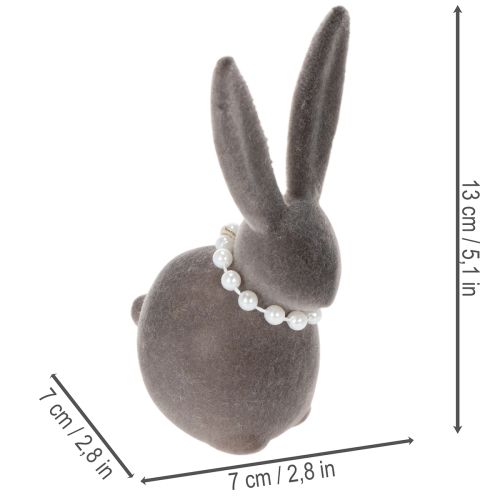 Article Décoration lapin de Pâques avec collier de perles, lapin pour salon et table de Pâques, 13 cm, lot de 3