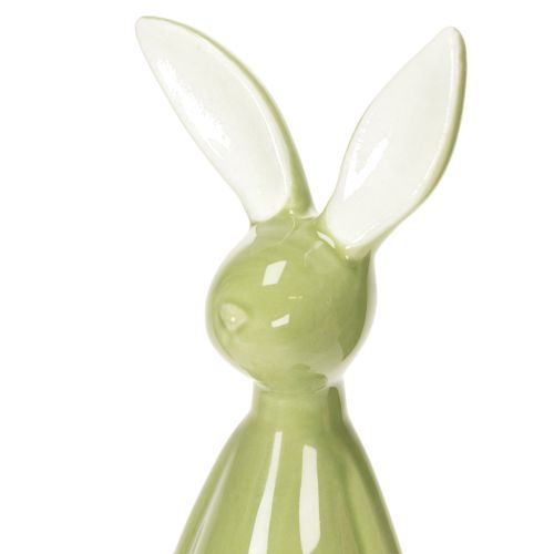 Article Lapin de Pâques décoratif en céramique à poser sur une étagère pour une ambiance joyeuse, 22 cm, lot de 2