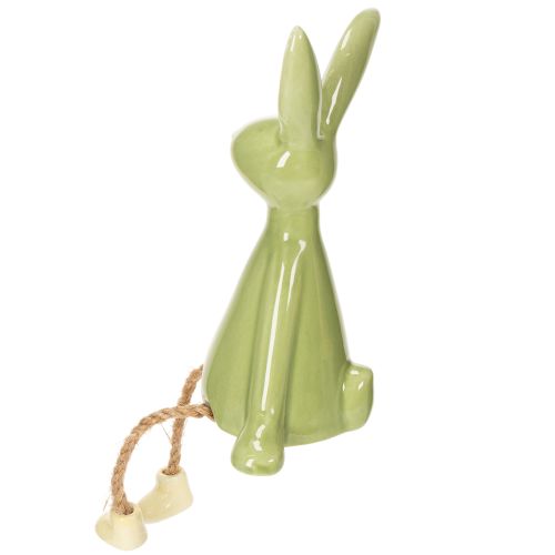 Article Lapin de Pâques décoratif en céramique à poser sur une étagère pour une ambiance joyeuse, 22 cm, lot de 2