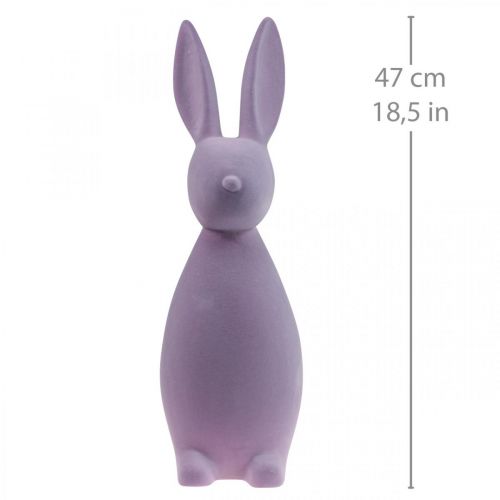 Article Lapin de Pâques décoratif – 2e choix – Lilas floqué H47 cm