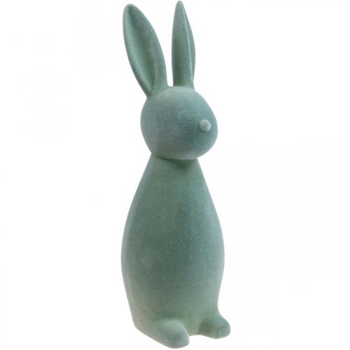 Floristik24 Lapin décoratif lapin de Pâques décoratif floqué gris-vert H47cm