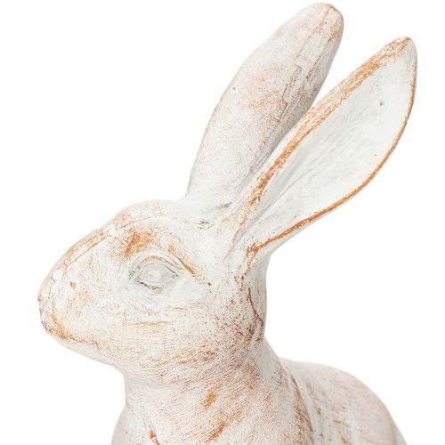 Lapin assis lapin décoratif pierre artificielle blanc marron 15,5x8,5x22cm | Floristik24.be