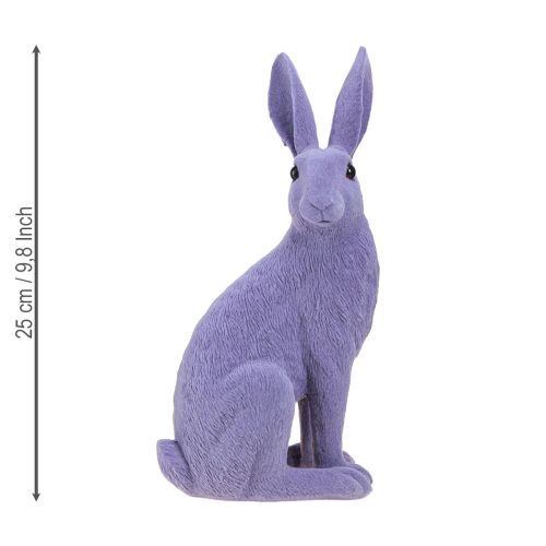 Article Lapin assis décoration lapin de Pâques floqué lilas 12×9×25cm