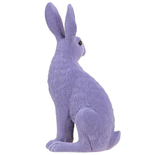 Article Lapin assis décoration lapin de Pâques floqué lilas 12×9×25cm