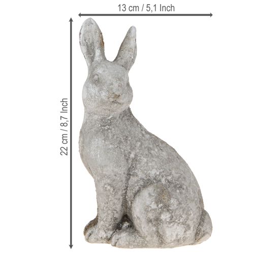 Article Lapin de Pâques assis en céramique gris antique 13 × 10 × 22 cm