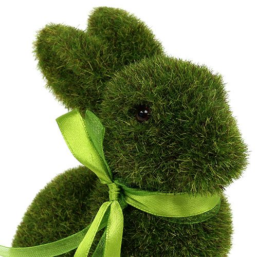 Floristik24 Lapins floqués assis vert T15cm 3P.