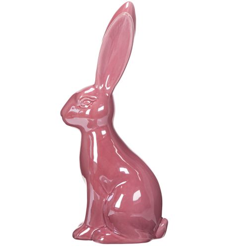 Article Figurine de lapin en céramique brillante, 37 cm, pour Pâques et le printemps.