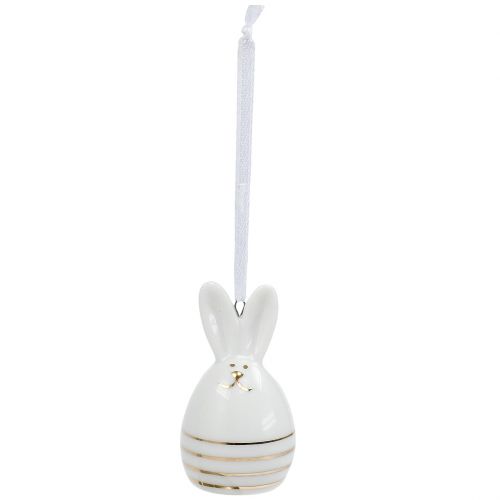 Floristik24 Lapin à suspendre 7cm blanc, or 6 pièces