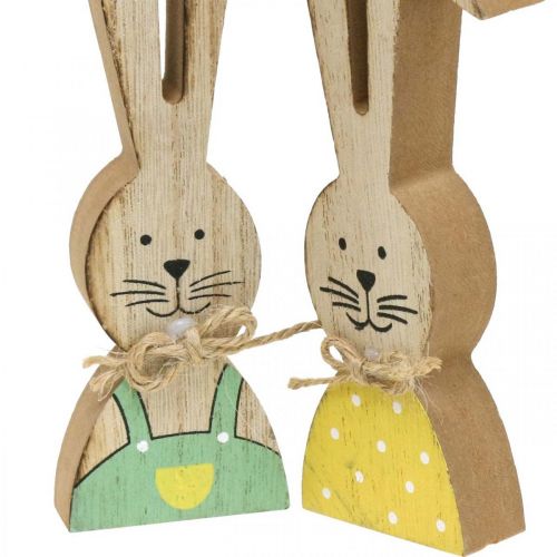 Floristik24 Décoration lapin joyeux, printemps, couple de lapins de Pâques, décoration en bois à poser H19cm 6 pcs