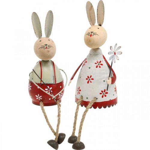 Lapin avec siège pour enfant Pâques bois, métal H21/23cm lot de 2