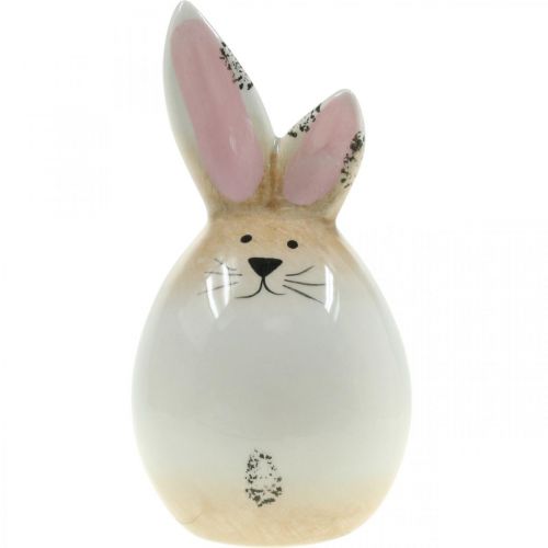 Article Lapin de Pâques oeuf blanc en céramique figurine décorative lapin Ø6cm H11.5cm