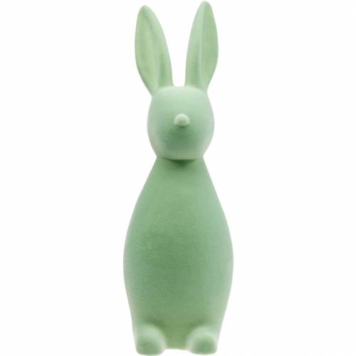Floristik24 Lapin de décoration de Pâques 47cm figurine de décoration de lapin de Pâques floqué vert Pâques