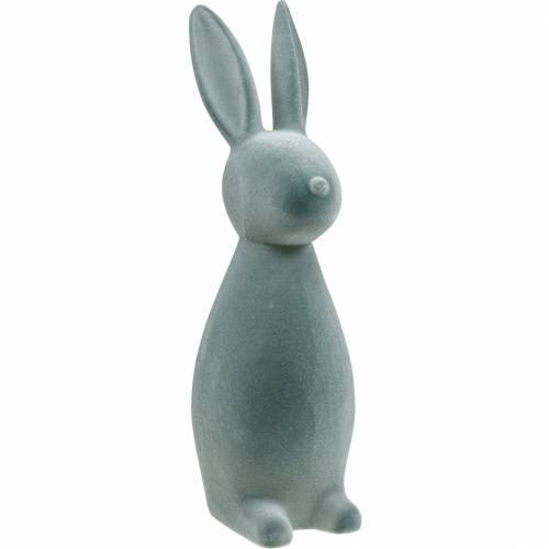 Floristik24 Lapin décoratif gris floqué 47cm Lapin de Pâques décoration Pâques