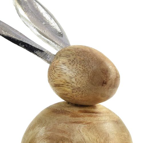 Article Lapin Bois Métal Argent Naturel H10/12.5cm 2 pcs