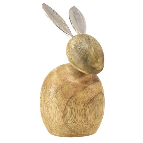 Floristik24 Lapins décoration bois métal argent Pâques 12,5x14x16,5cm