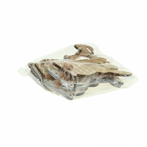 Floristik24 Lapin de Pâques à suspendre crème, marron, bois naturel assorti H11,5cm 6pcs