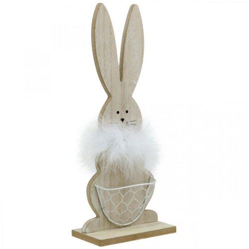 Article Lapin avec panier Lapin de Pâques décoration en bois Pâques nature H30cm