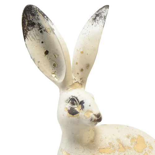 Floristik24 Lapin Assis Vintage Doré Beige Décoration de Table Pâques H35.5cm 2pcs