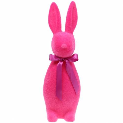 Floristik24 Lapin floqué rose H49cm