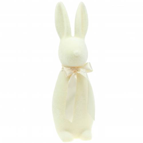 Floristik24 Lapin floqué blanc crème H49cm