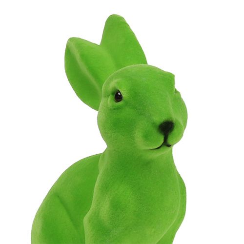 Floristik24 Lapin floqué vert 15cm 3pcs