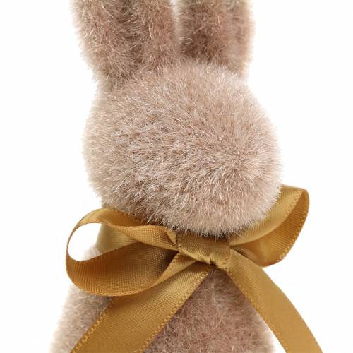 Floristik24 Lapin floqué marron clair 16cm 4pcs