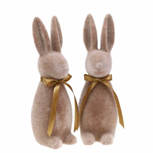 Floristik24 Lapin floqué marron 30cm 2pcs