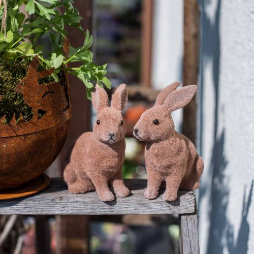 Article Lapin floqué marron 11cm, 13.5cm 6pcs