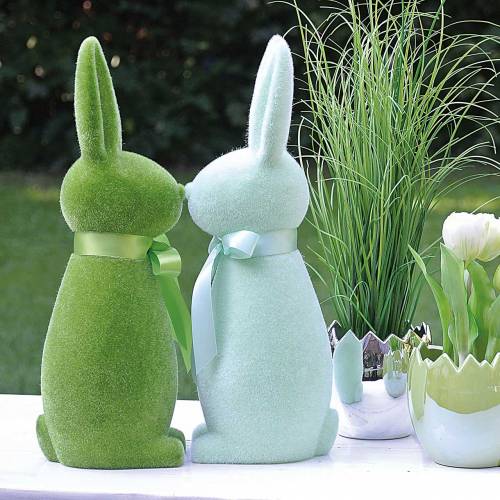 Floristik24 Lapin floqué vert H42cm