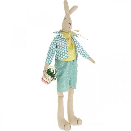 Article Lapin de pâques en tissu, lapin avec vêtements, décoration de pâques, bunny boy H46cm
