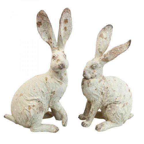 Floristik24 Déco lapin assis déco printemps shabby chic H25cm 2pcs