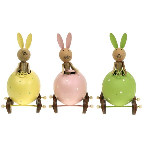 Floristik24 Lapin dans la voiture de l'oeuf 15cm x 8cm x 7,5cm 3pcs