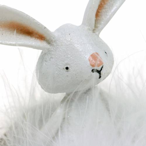 Article Lapin de Pâques dans le nid, décoration de printemps, lapin de décoration, décoration de Pâques, figurine de lapin blanc 4pcs