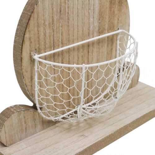 Floristik24 Lapin en bois avec panier, décoration printanière, lapin de Pâques avec panier végétal nature, blanc H48cm