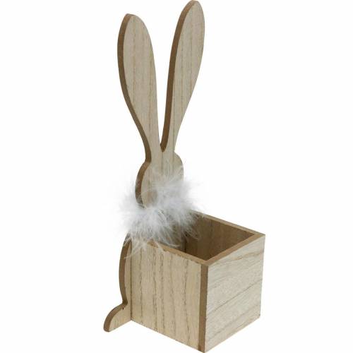 Floristik24 Bunny Planter Feather Boa Lapin de Pâques en bois à pois noir et blanc