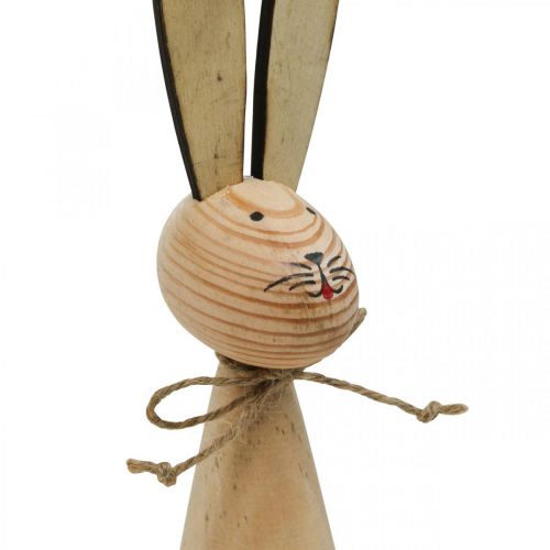 Floristik24 Lapins de Pâques, décoration printanière en bois, Pâques nature, noir et blanc H28cm lot de 2