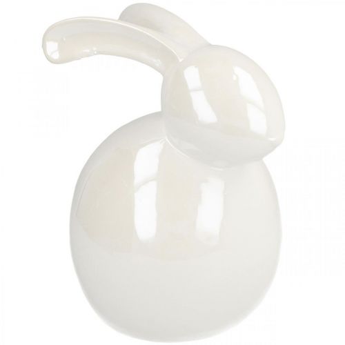 Article Lapin en céramique, figurine de pâques, décoration printanière, lapin de pâques blanc, nacre H17cm