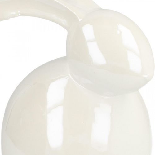 Floristik24 Lapin décoratif, décoration de Pâques, lapin de Pâques en céramique blanc, nacre H9,5cm 4pcs