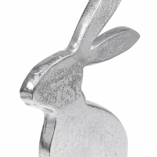 Floristik24 Lapin Métal Argenté Socle Bois Décoration Lapin De Pâques Pâques