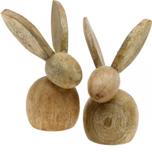 Floristik24 Décoration de Pâques lapin bois décoration assis lapin de Pâques nature 12cm 4pcs