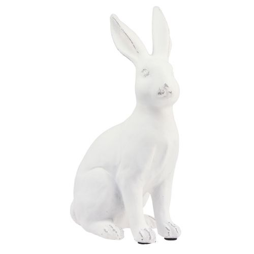 Floristik24 Lapin assis lapin décoratif décoration pierre artificielle blanc H27cm